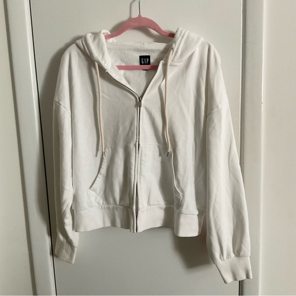 Gap Women’s White Full Zip Hoodie L